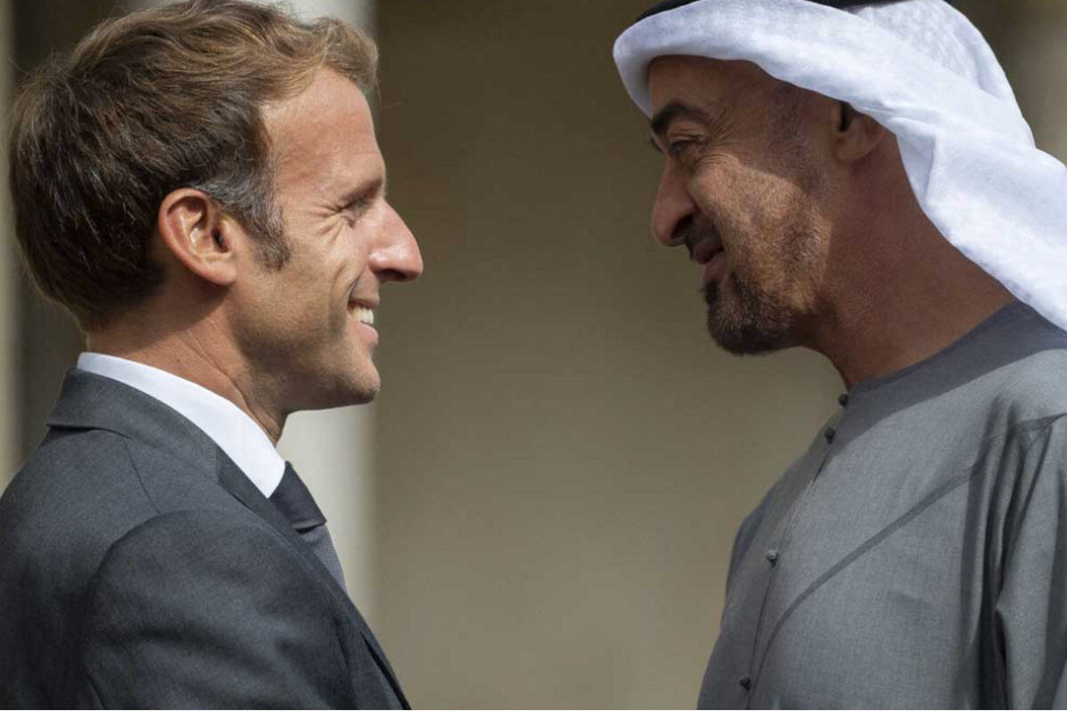 Emmanuel Macron and Sheikh Mohammed bin Zayed Al Nahyan